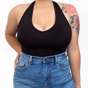 Black Halter Bodysuit